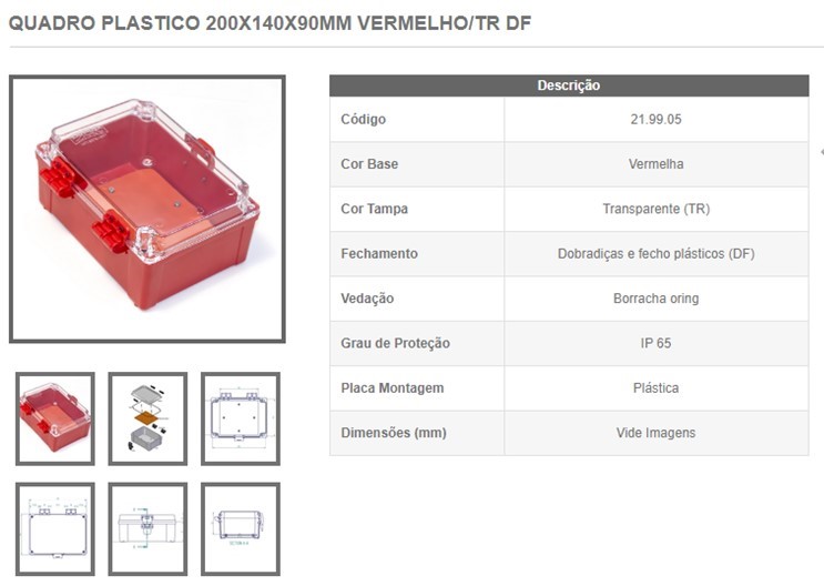 CAIXA IP65 ALARME BOTOEIRA VERMELHA RENGLAN